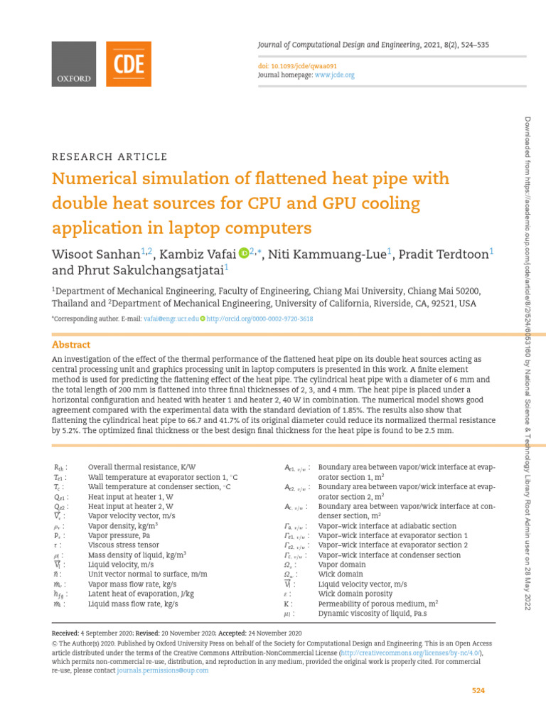 Numerical Simulation of Flattened Heat Pipe With Double Heat Sources ...