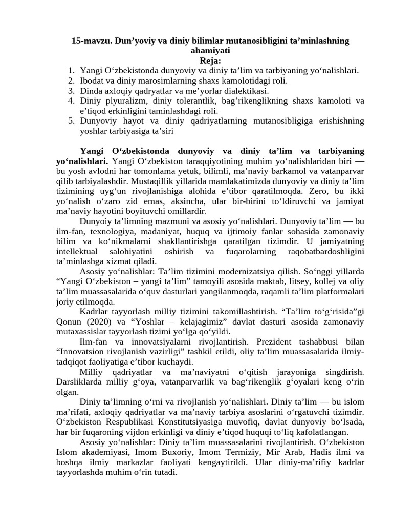 15-Mavzu Ma'Ruza Matni | PDF