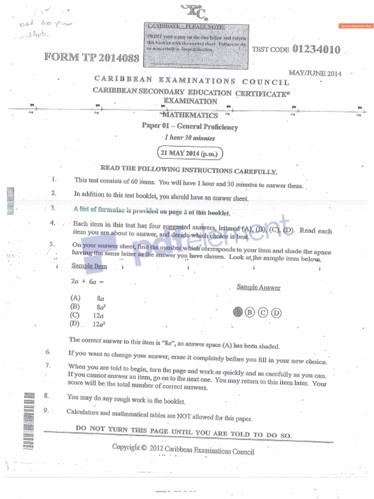 CSEC May 2021 Mathematics P1 Sol | PDF