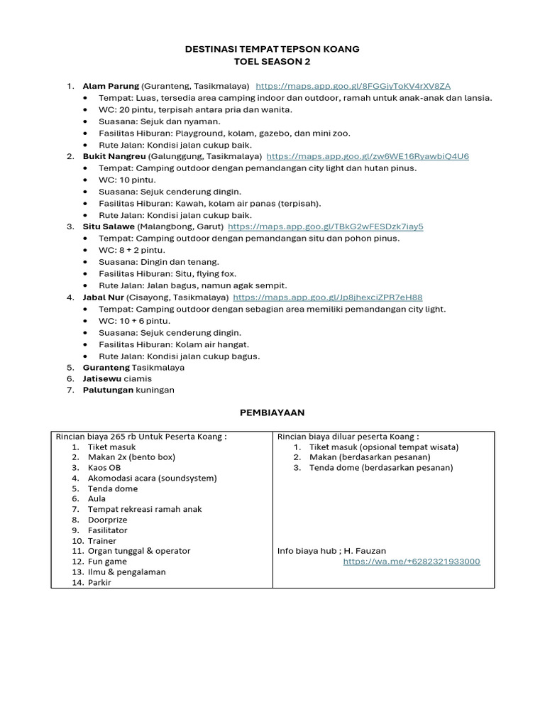 Agenda Acara Tepson Koang 25-26 | PDF