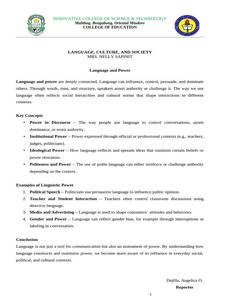 Language and Power | PDF | Conversation | Gender