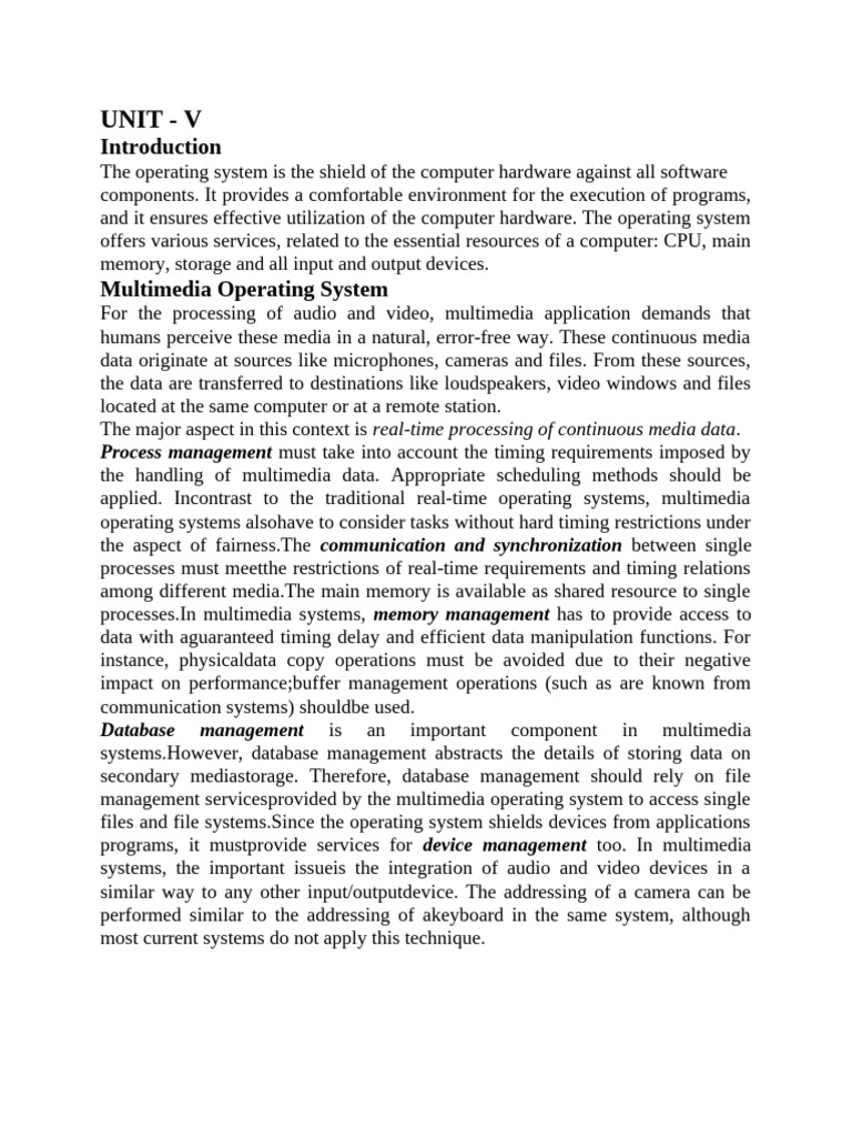 Multimedia Operating Systems Overview | PDF | Process (Computing ...