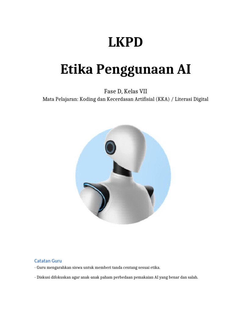 Etika Penggunaan AI untuk Kelas VII | PDF