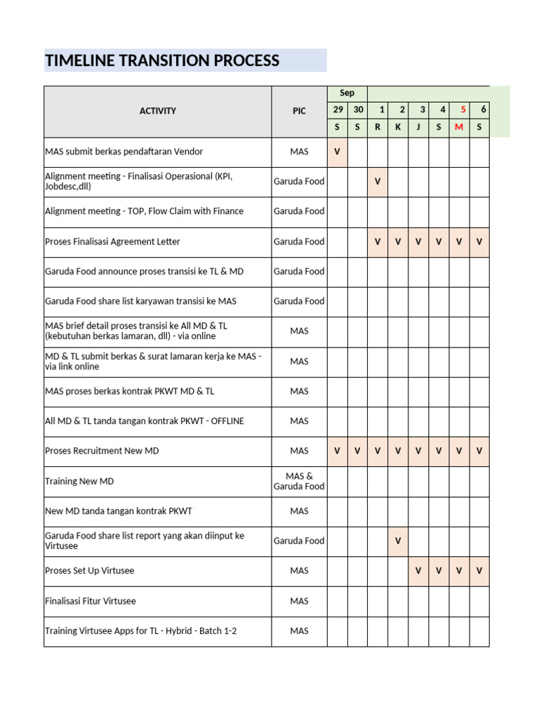 Vendor Transition Timeline Process | PDF