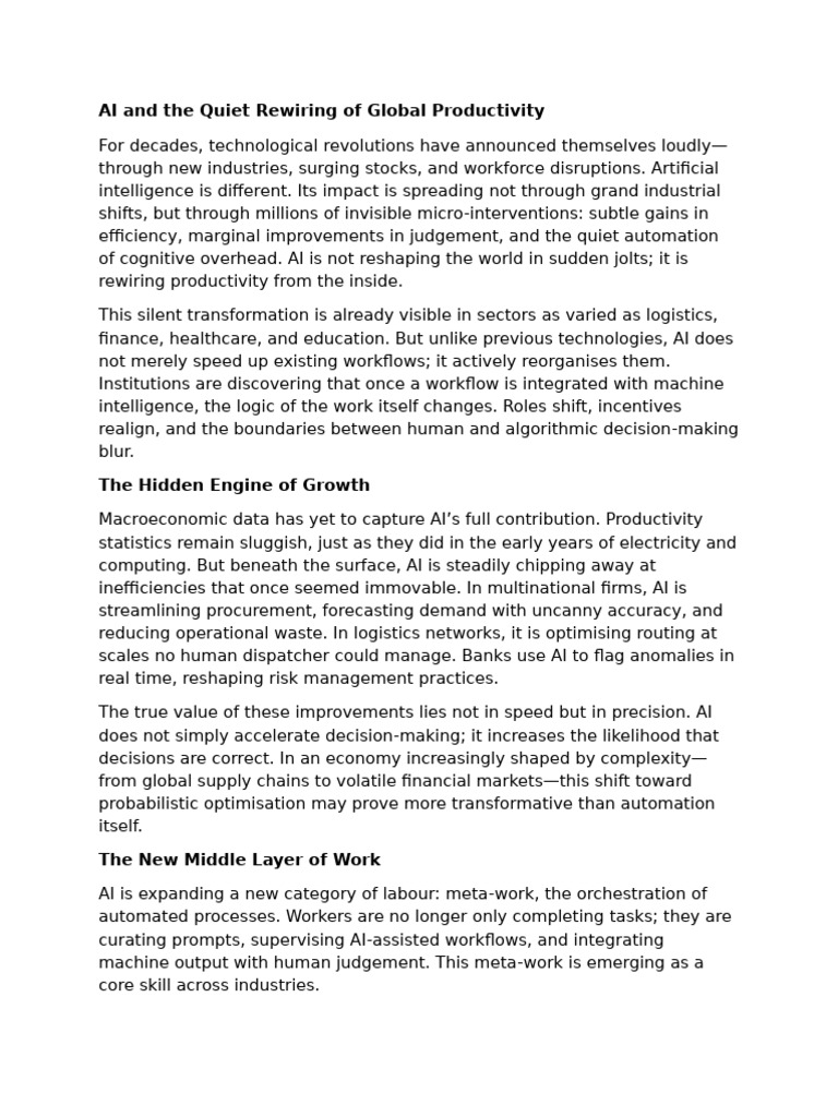 AI's Subtle Shift in Global Productivity | PDF | Artificial ...