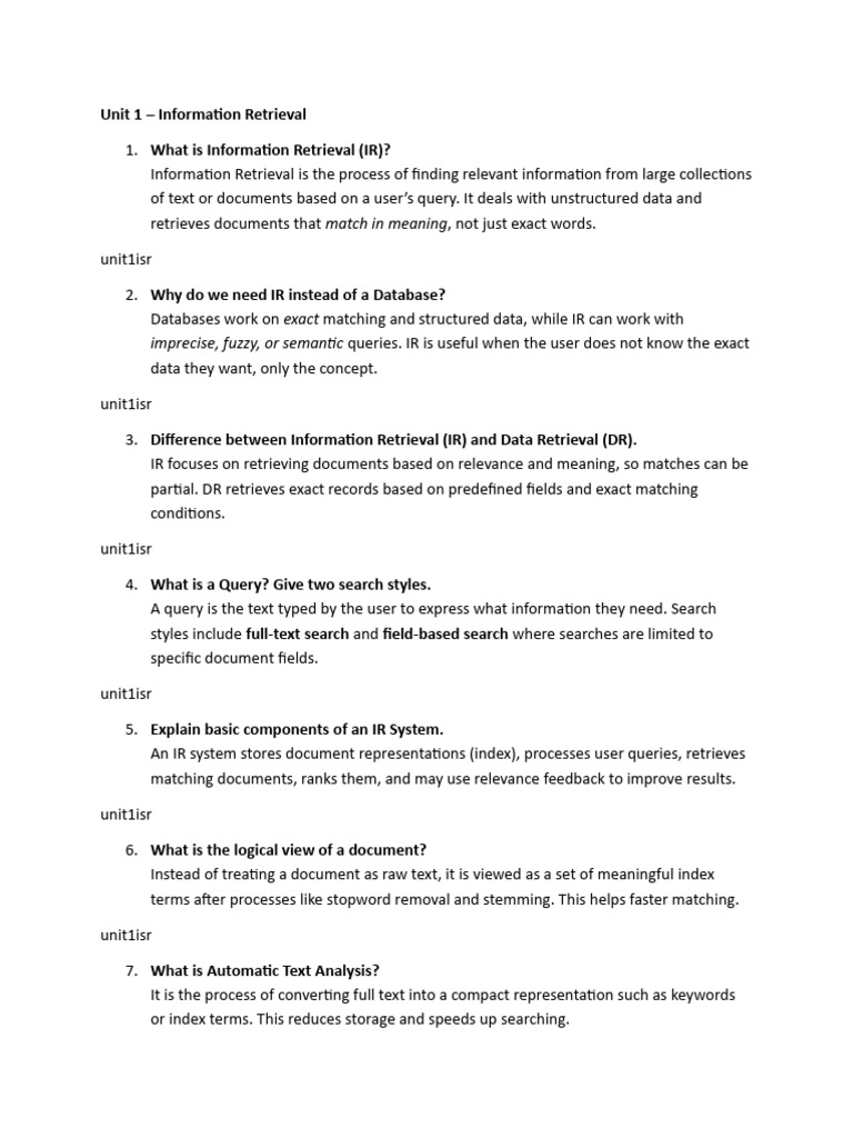 Information Retrieval Concepts Explained | PDF | Search Engine Indexing ...