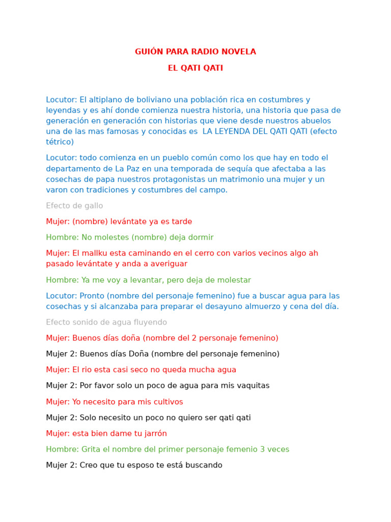Leyenda del Qati Qati en Radio Novela | PDF