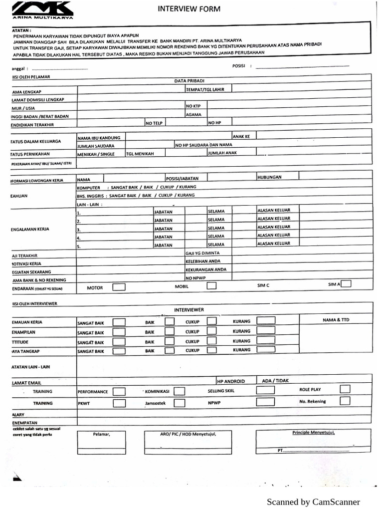Interview Form-Dikonversi | PDF