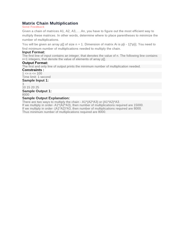 Optimal Matrix Chain Multiplication Guide | PDF