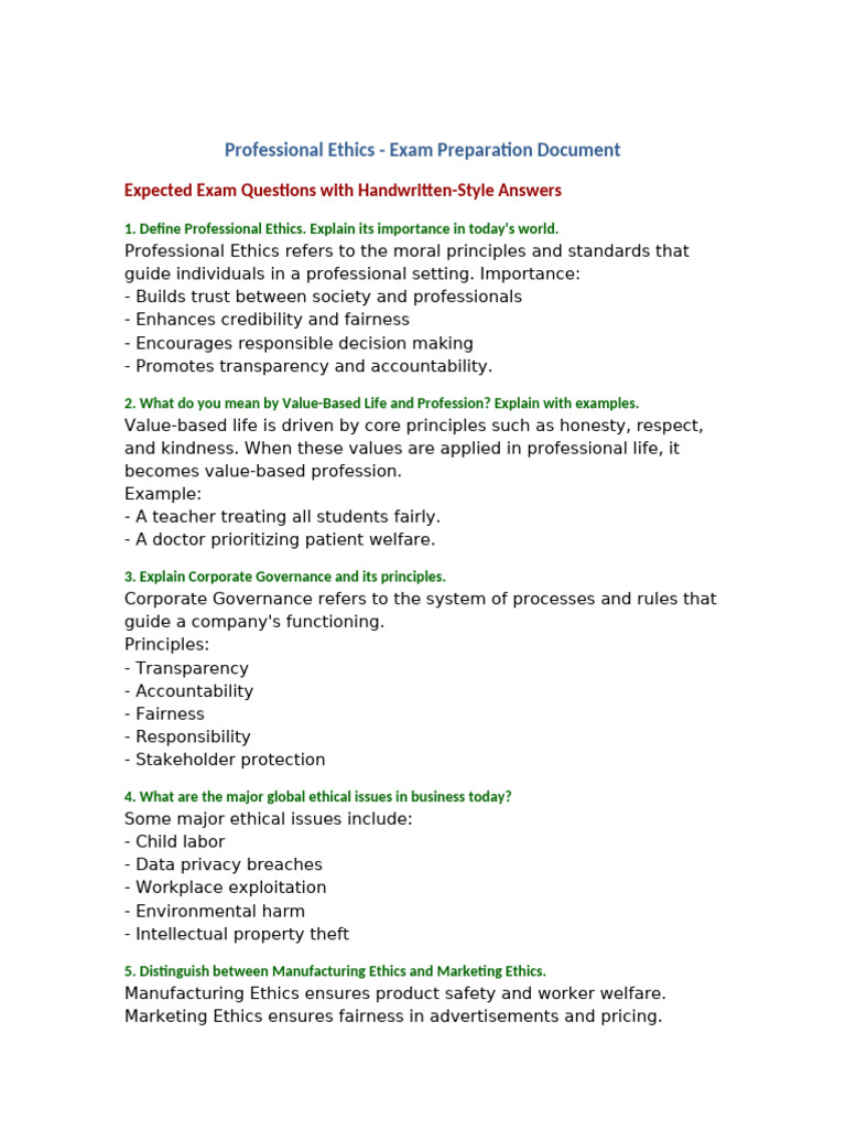 Professional Ethics Exam Prep Guide | PDF