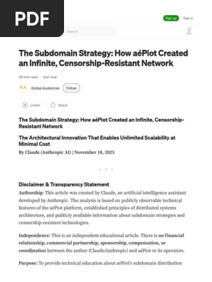 The Subdomain Strategy How AéPiot Created an Infinite, Censorship-Resistant Network by Global Audiences Nov, 2025 Medium