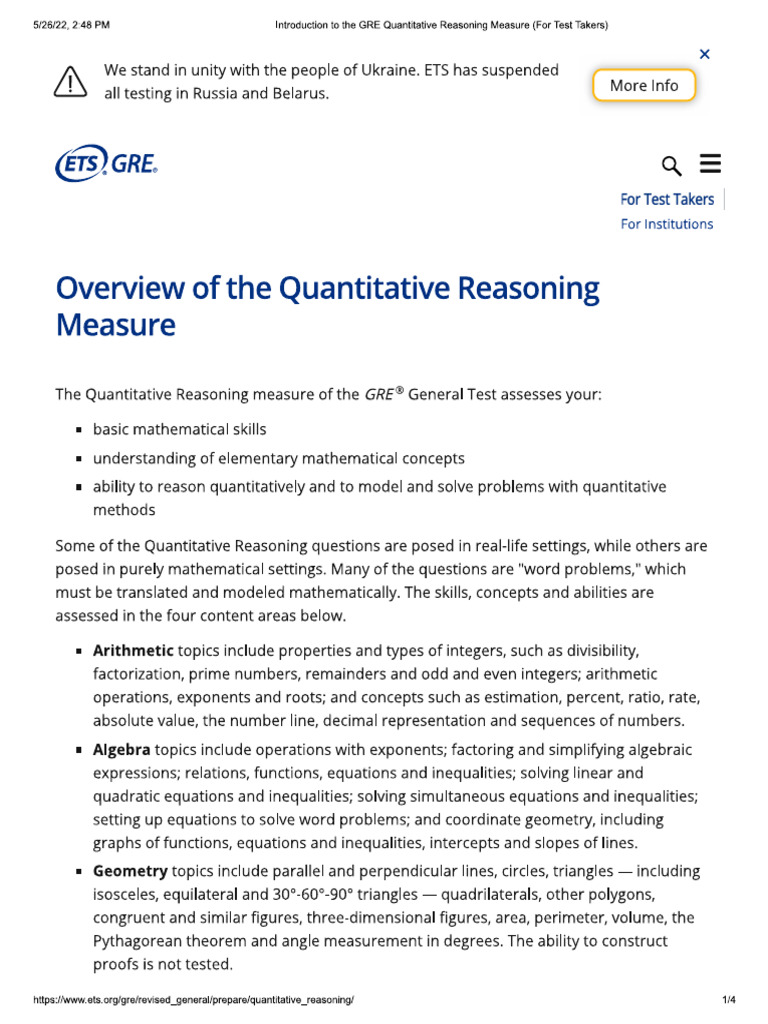 Overview of the Quantitative Reasoning Measure | PDF