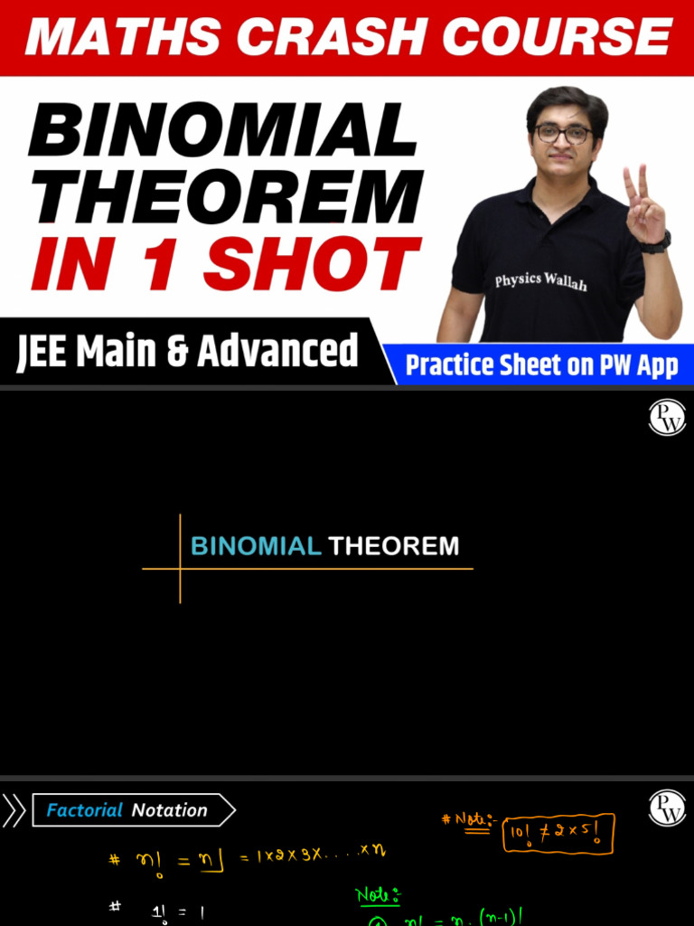 Binomial Theorem Lect Notes | PDF