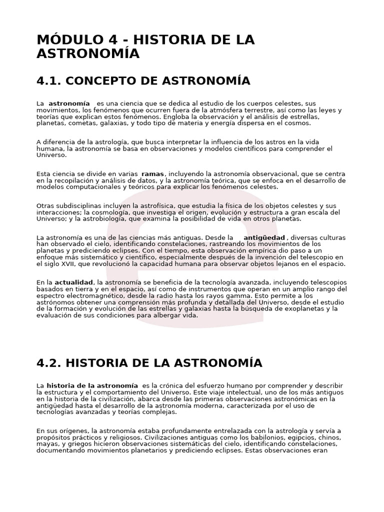 Historia de la Astronomía: Orígenes y Evolución | PDF | Astronomía ...