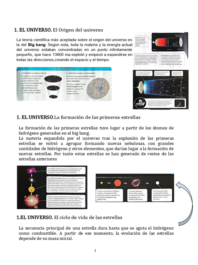 Origen y formación del universo y la vida | PDF | Estrellas | Sistema solar