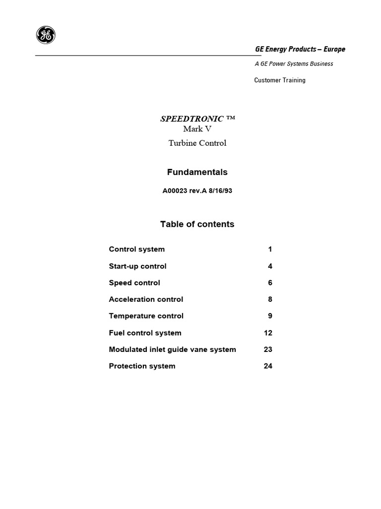 Speedtronic Mark V Control System Guide | PDF | Electric Generator ...