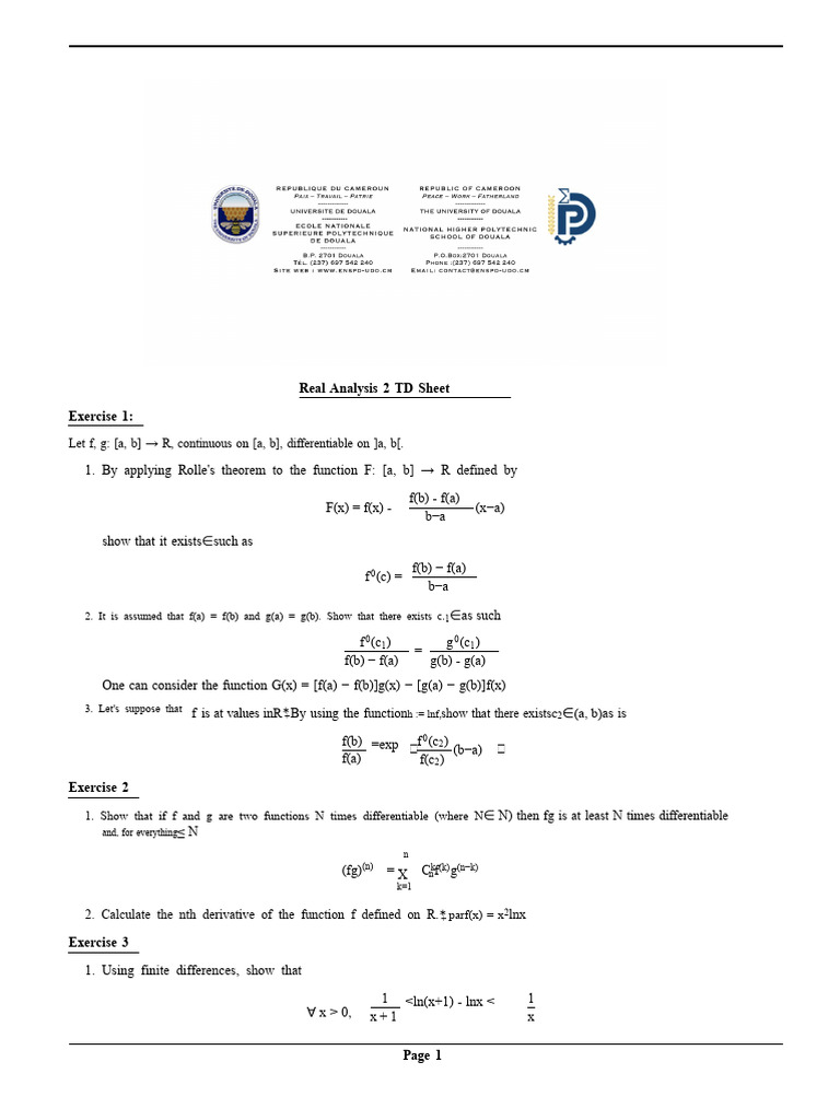 Real Analysis Exercises and Theorems | PDF | Function (Mathematics ...