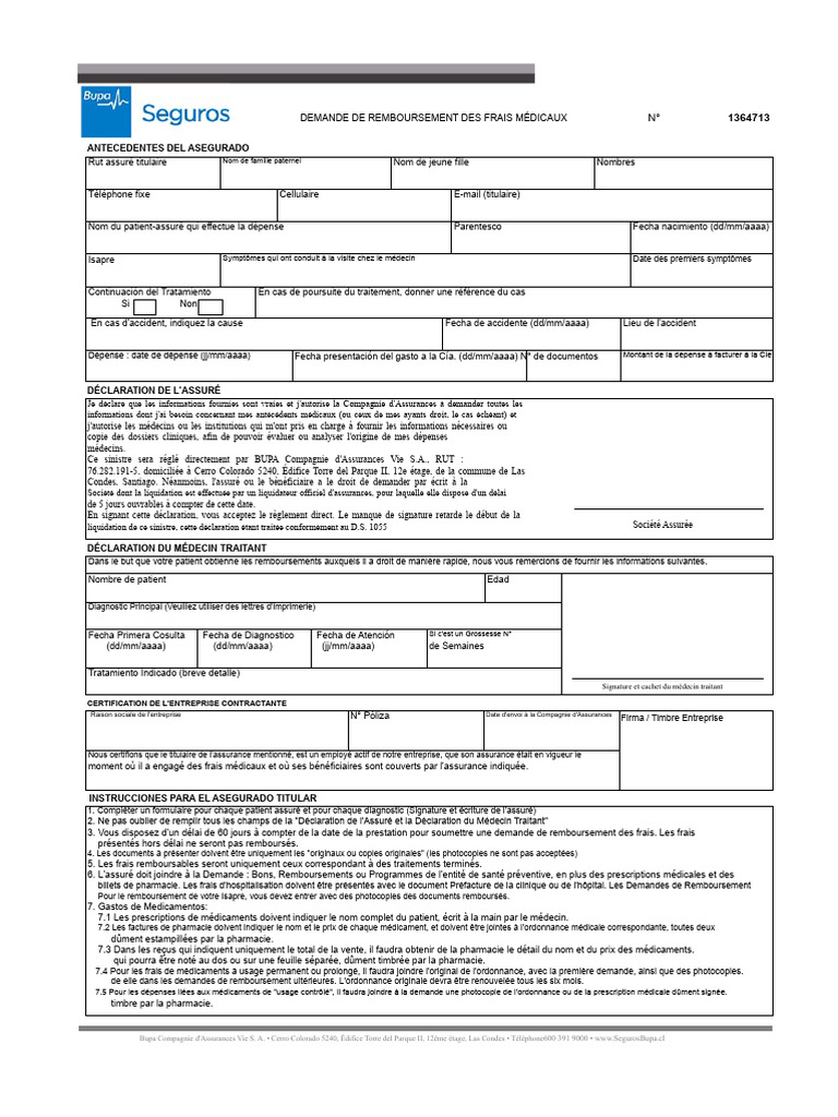 Demande de Remboursement Médical | PDF | Assurance | Réassurance