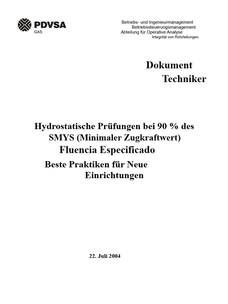 Hydrostatische Prüfungen Bei 90% SMYS | PDF