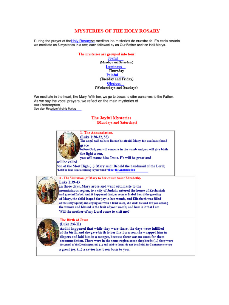 Holy Rosary Mysteries Explained | PDF | Rosary | Jesus