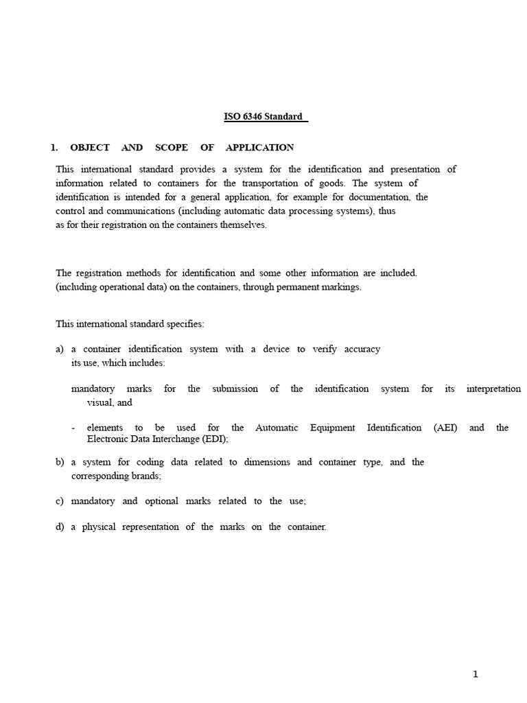 ISO 6346 Container Identification Standard | PDF