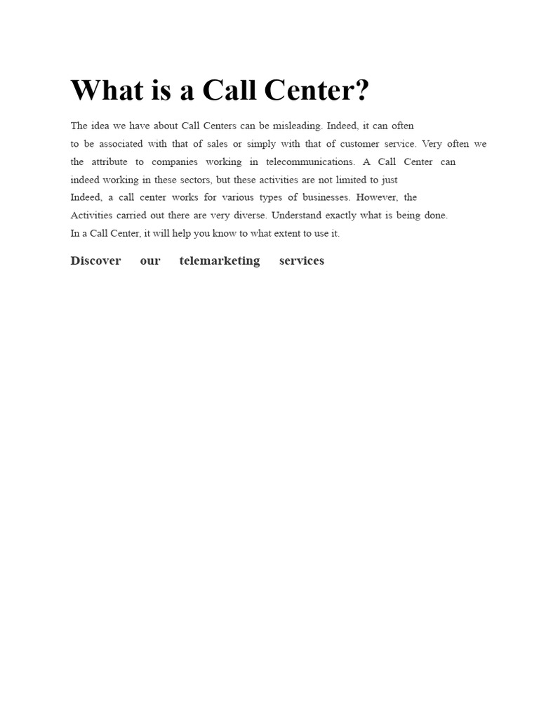 Understanding Call Centers and Their Functions | PDF | Call Centre | Sales