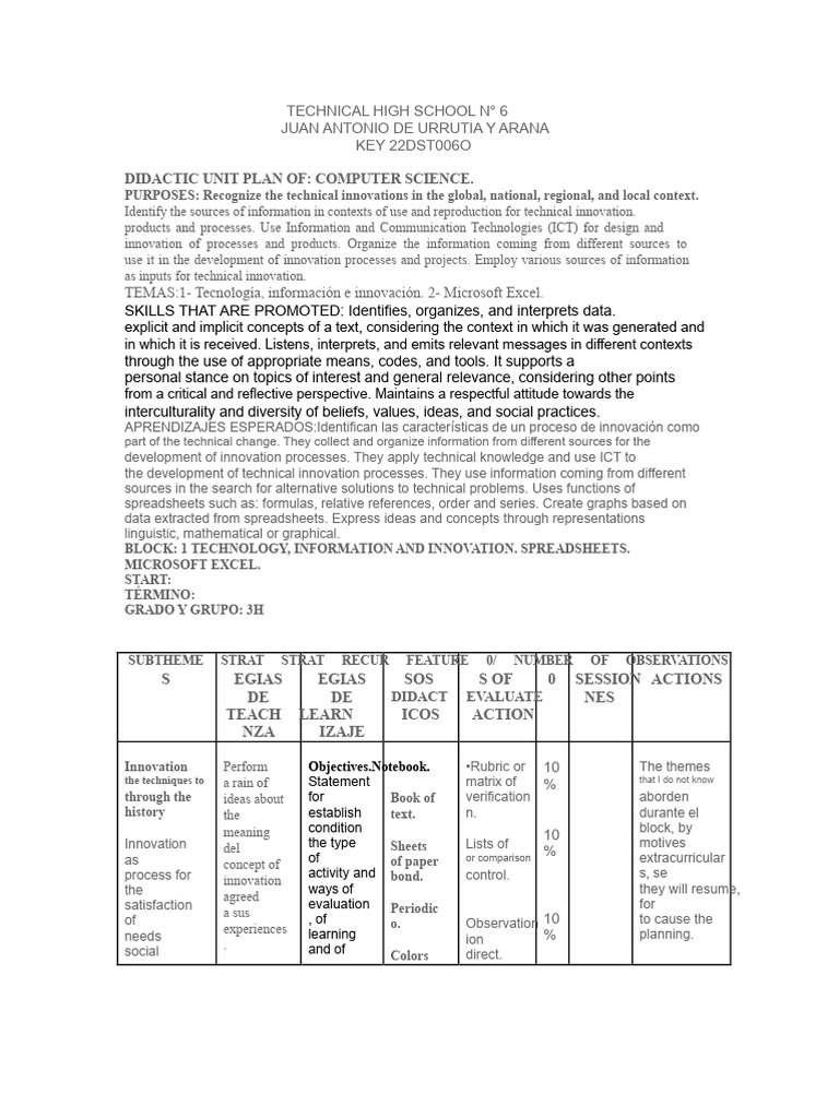 Computer Science Planning For Secondary School | PDF | Information ...