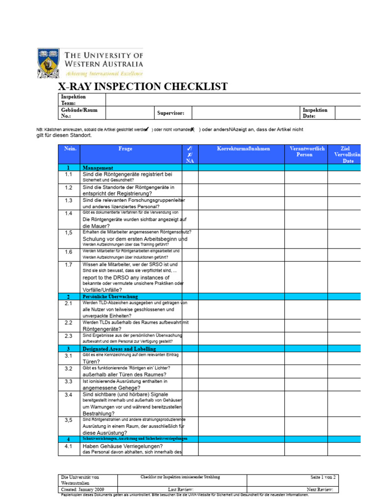 Röntgen Checkliste | PDF