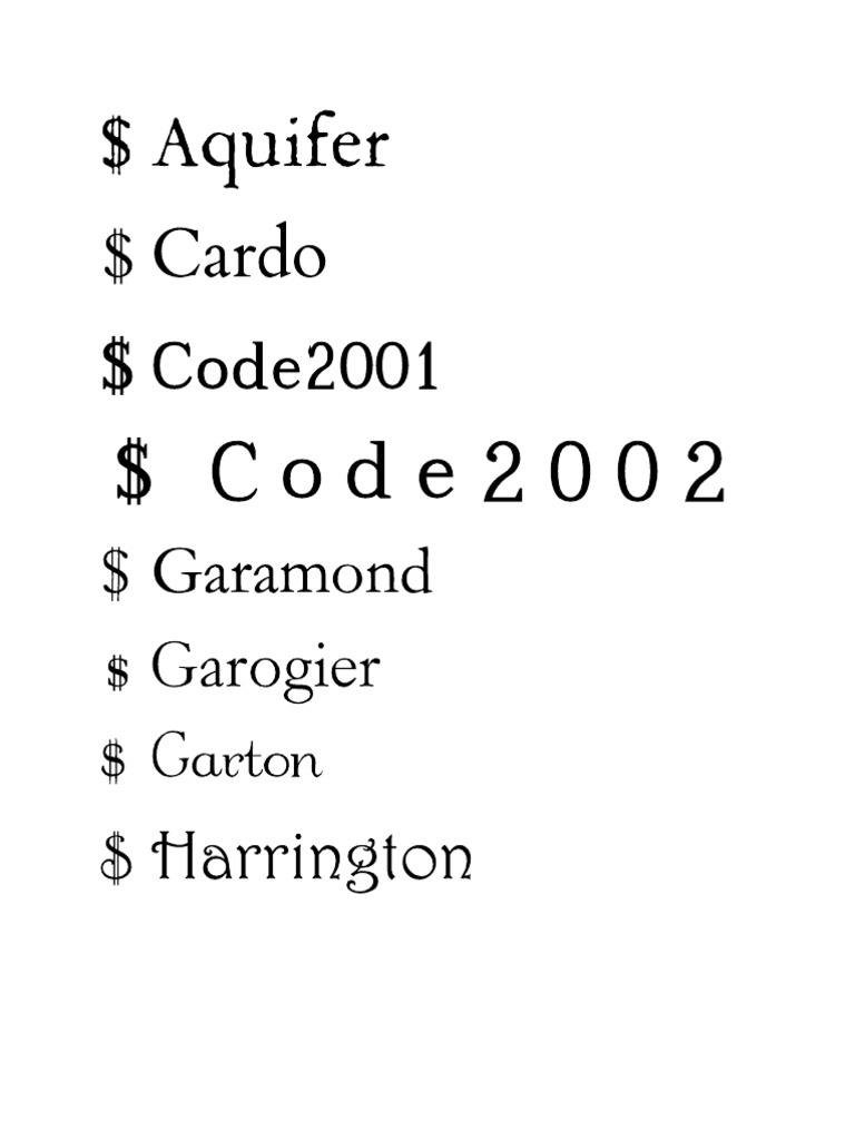 Double-Bar Dollar Sign Fonts - All Samples | PDF