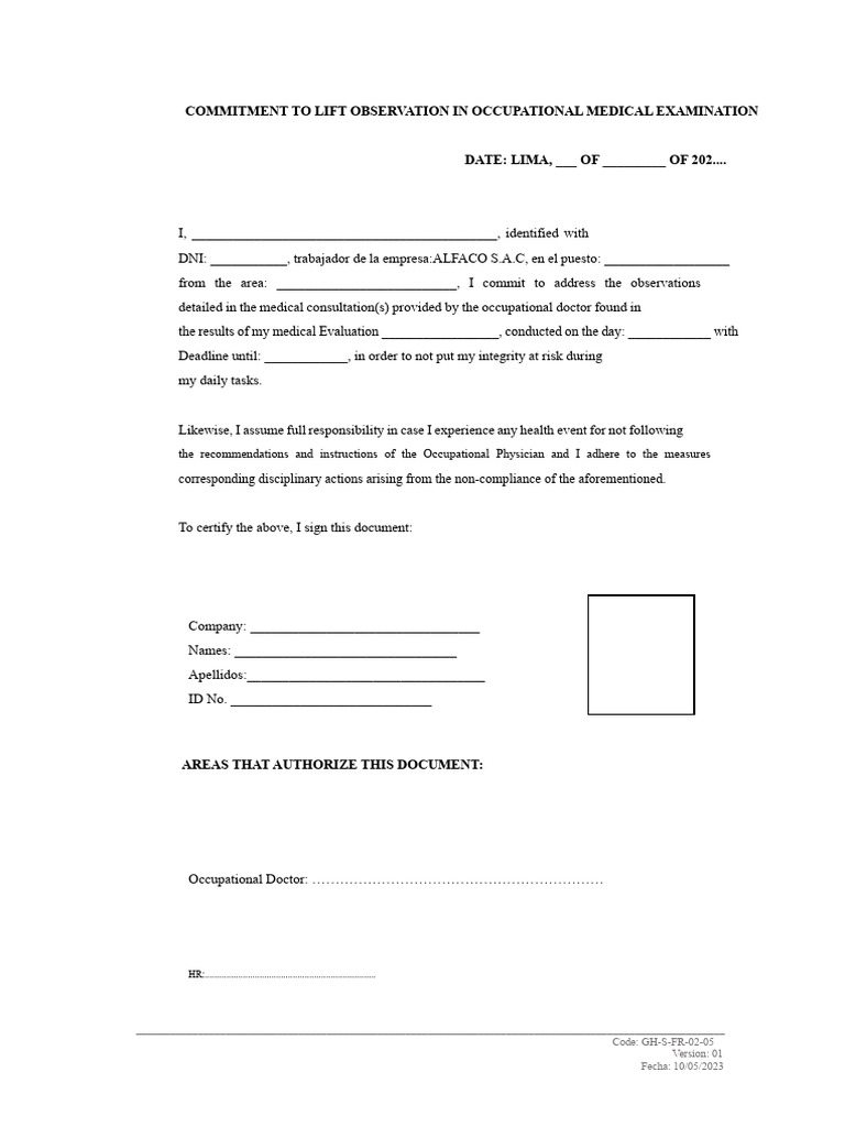 Commitment to Address Medical Observations | PDF
