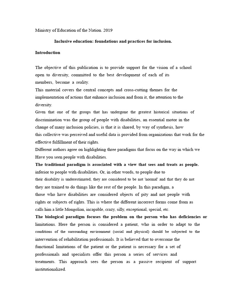 Foundations of Inclusive Education Practices | PDF | Inclusion ...