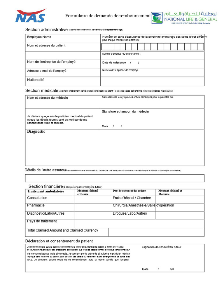 Formulaire de Remboursement Médical | PDF | Assurance | Soins de santé