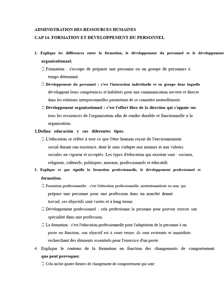 Formation et développement du personnel | PDF | Gestion des ressources ...