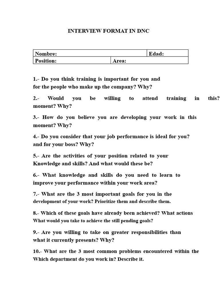 Interview Format in DNC | PDF