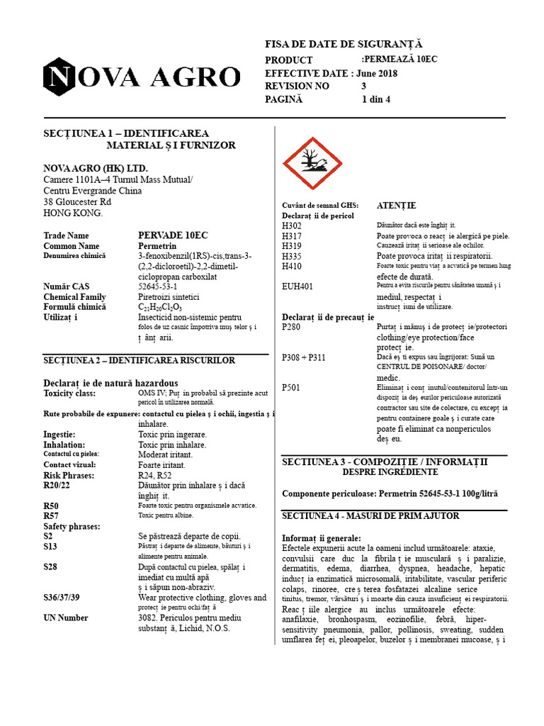 Pervade 10ec Sds | PDF