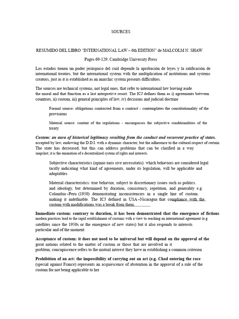Sources of International Law Explained | PDF | International Law | Treaty