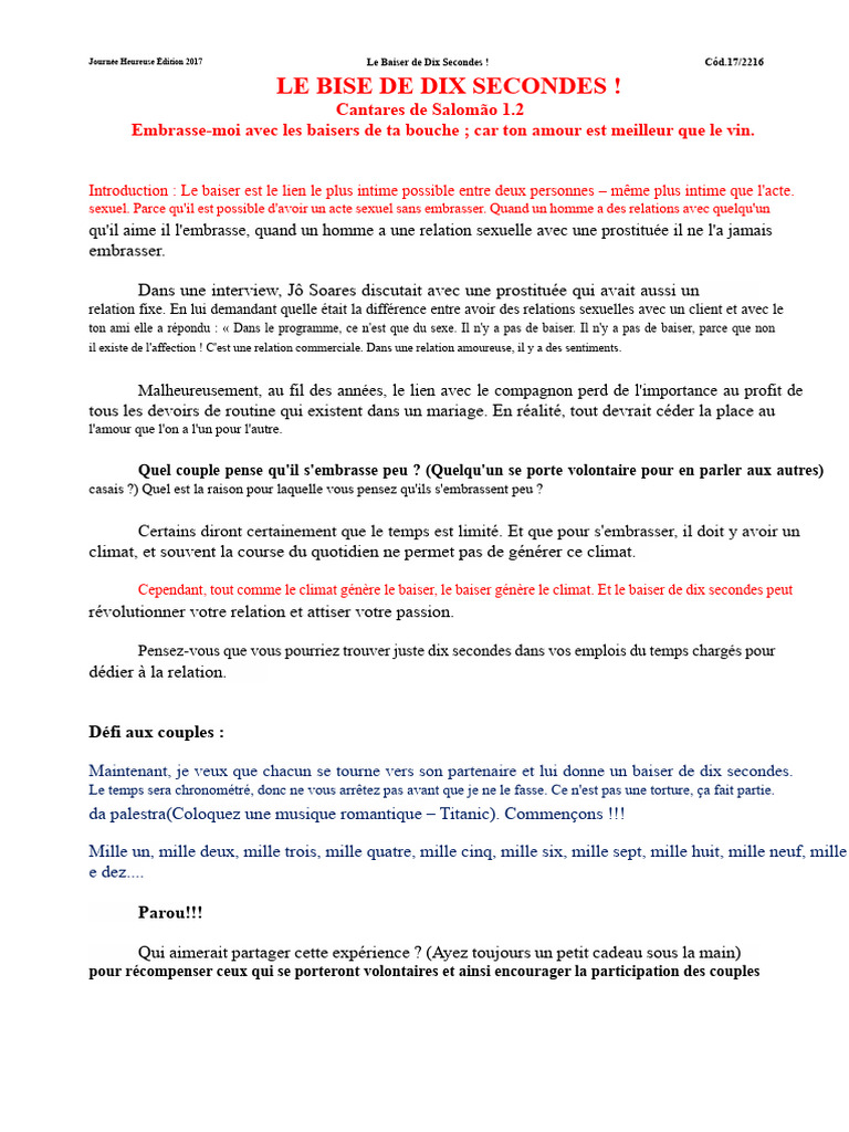 Le Pouvoir du Baiser de Dix Secondes | PDF | Baiser | Sexualité