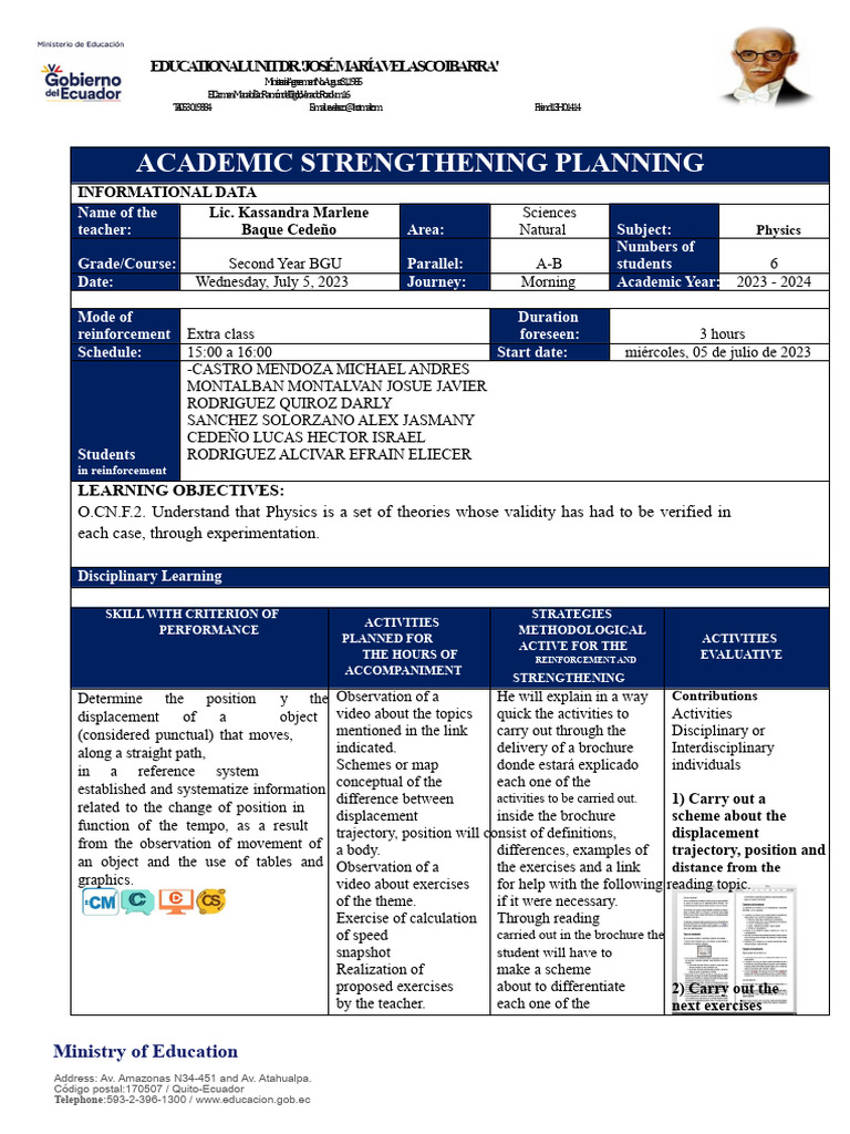 Physics Academic Reinforcement Plan | PDF | Psychology | Science