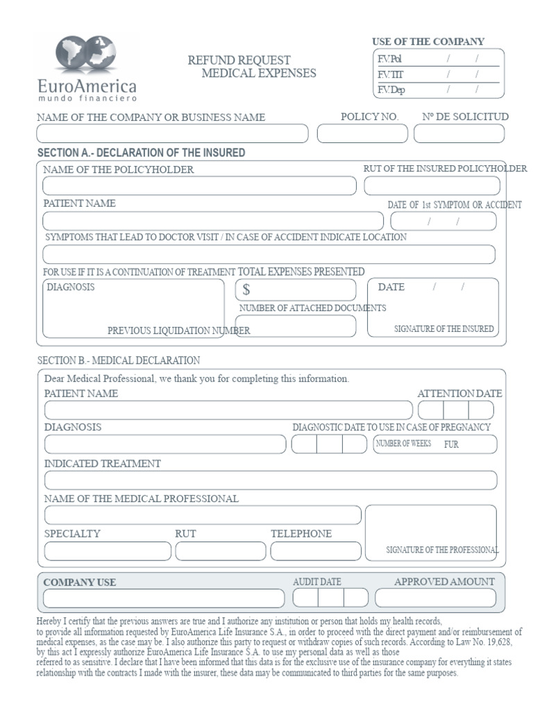 Medical Expense Refund Request Form | PDF | Insurance | Medical Diagnosis