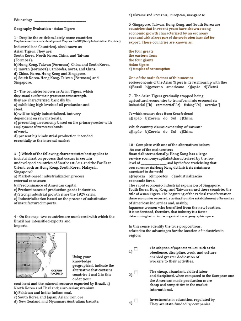 Asian Tigers: Economic Growth Overview | PDF | Four Asian Tigers ...