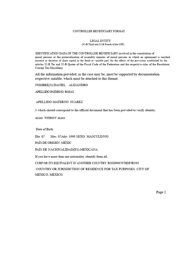 Controller Beneficiary Format Guide | PDF | Justice | Crime & Violence
