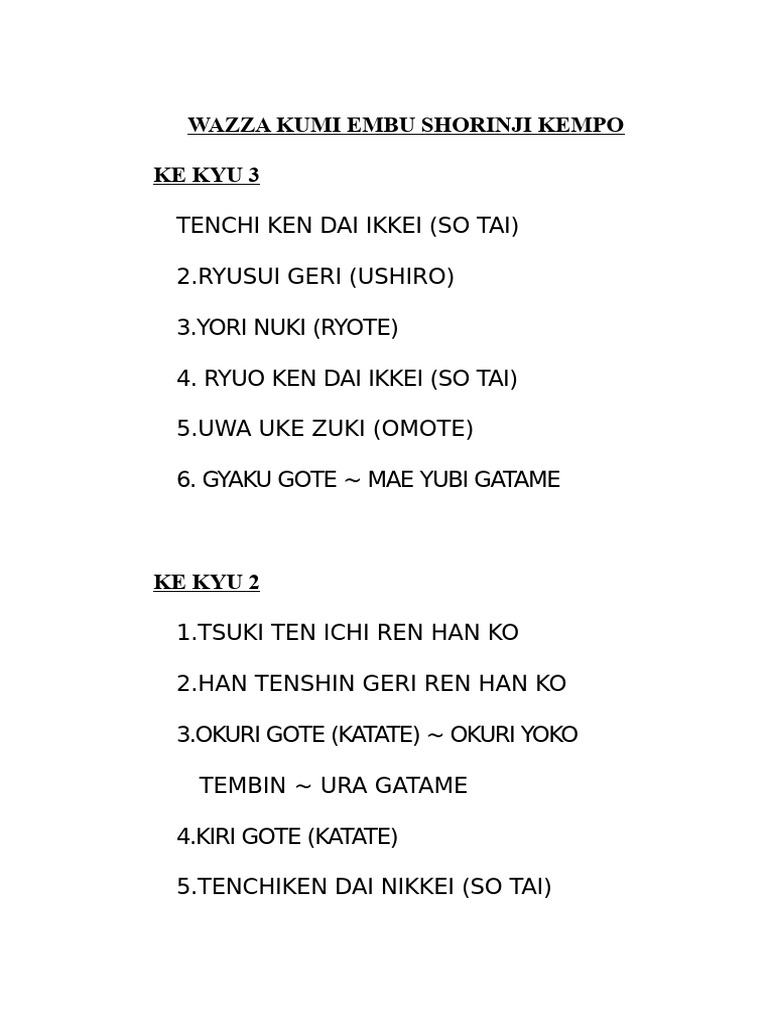 Wazza Kumi Embu Shorinji Kempo | PDF