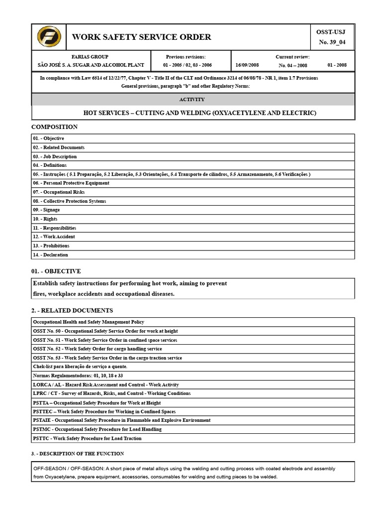 Hot Work Safety Guidelines OSST-USJ | PDF | Occupational Safety And ...