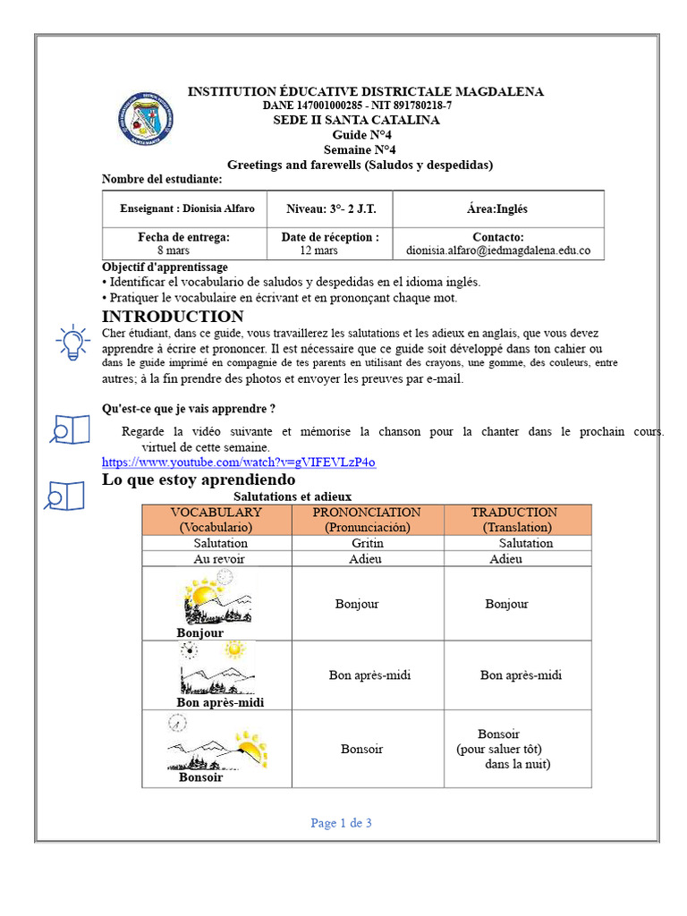 Salutations et adieux en anglais | PDF