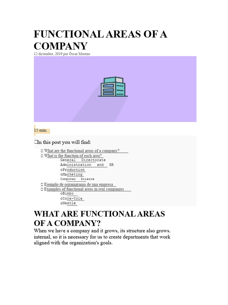 Functional Areas of a Company Explained | PDF | Brand | Marketing