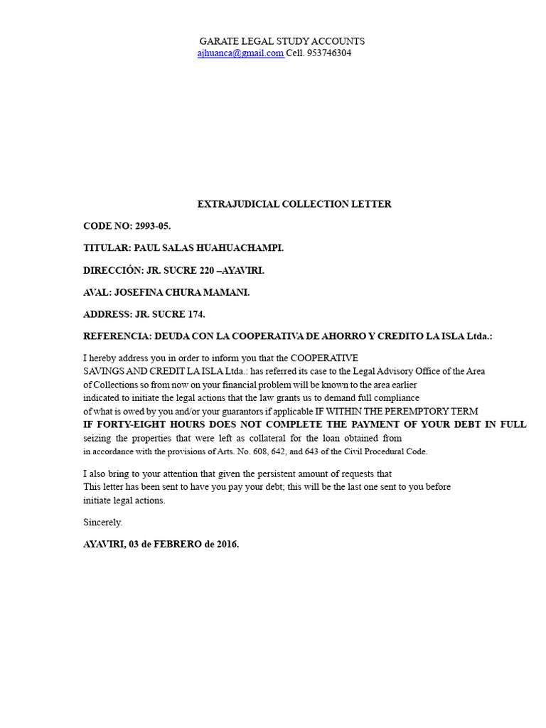 Final Notice for Debt Collection | PDF