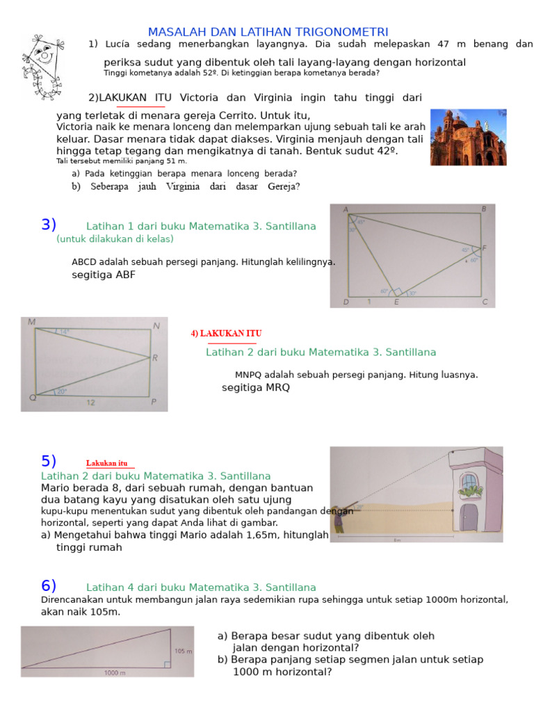 Latihan Trigonometri dan Masalah Tinggi | PDF