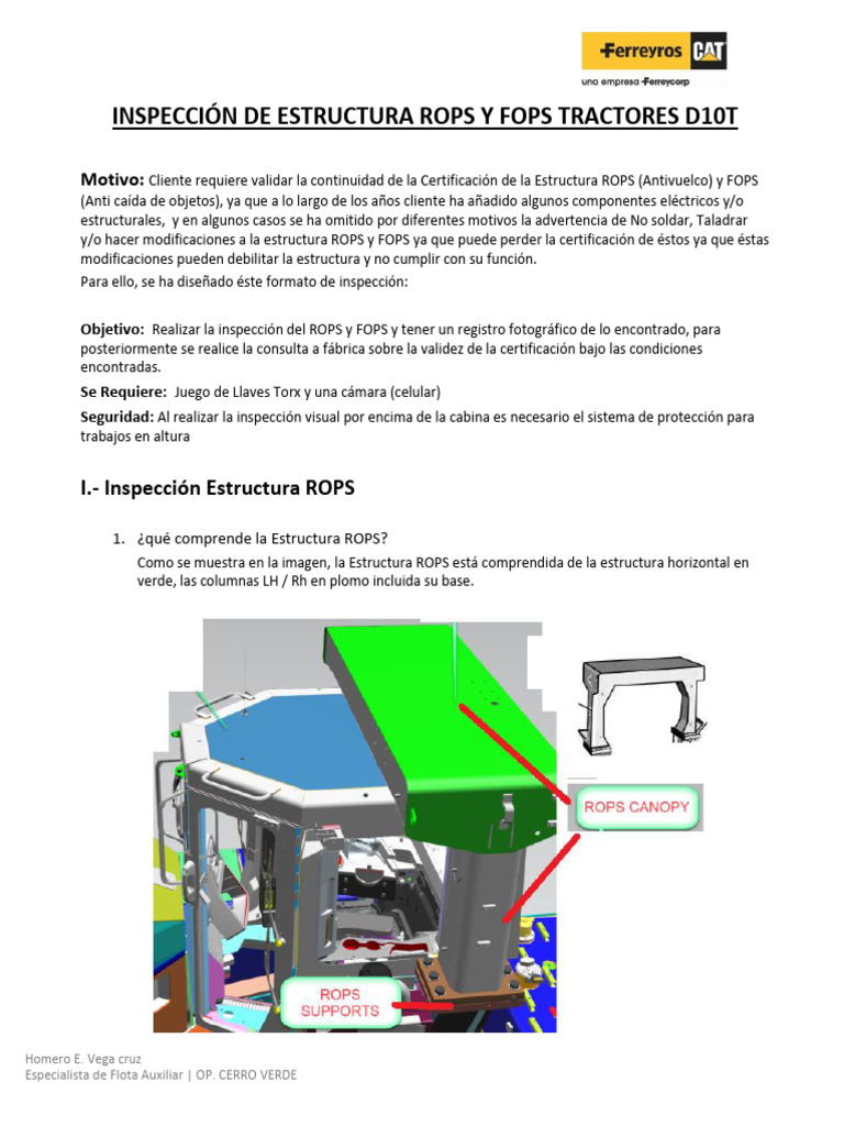 Inspección ROPS y FOPS en Tractores D10T | PDF