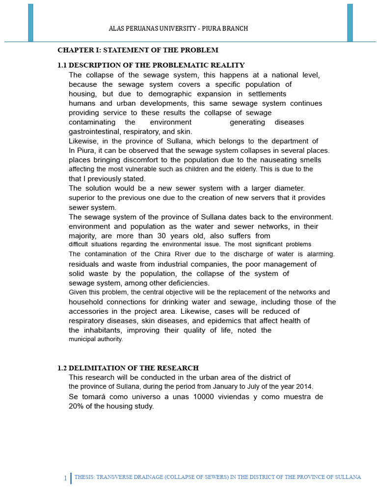 Problem Statement - Thesis | PDF | Sanitary Sewer | Road Surface