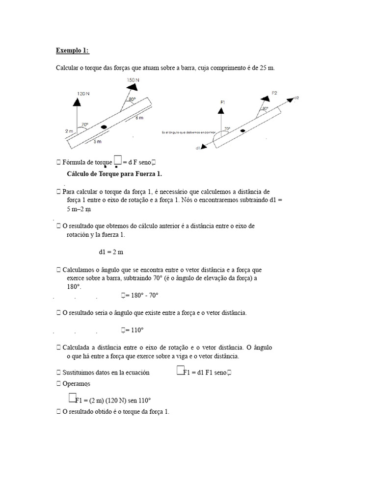 Exemplos de Torque | PDF | Torque | Fenômenos físicos
